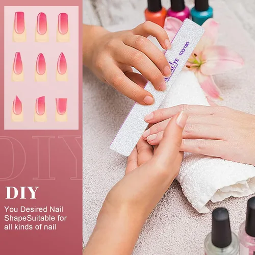 Miniatura 6 de Canvalite 12 limas de uñas gruesas de grano 100/180 para uñas acrílicas, lima de uñas profesional, reutilizable, tablero de esmeril, herramientas