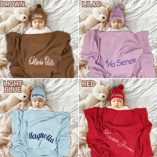 Miniatura 6 de Manta de bebé personalizada, 100% certificado GOTS, manta de envolver personalizada con nombre, mantas de recepción para niños y niñas, regalos Azul