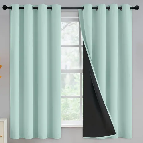Miniatura 336 de Yakamok Cortinas negras, cortinas de ventana con aislamiento térmico y eficiencia energética para dormitorio, cortinas opacas completas y cortinas