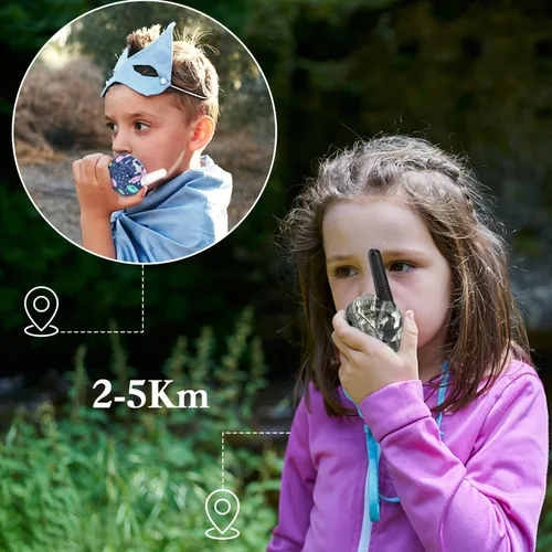 Miniatura 4 de QNIGLO Walkie Talkies para acampar para niños recargables, Walkie Talkies de camuflaje para niños y niñas, adecuados para juegos de aventura al aire