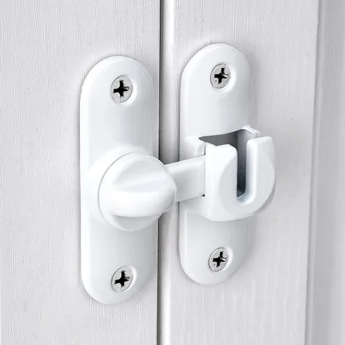 Miniatura 5 de INIRET Paquete de 2 cierres blancos para puerta de granero, cerradura de puerta de 90/180 grados, herrajes para puerta abatible, cierre de puerta