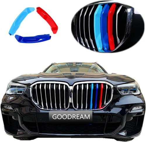 Miniatura 10 de Tiras de rejilla insertadas tricolores compatibles con BMW 2003-2006 E53 X5, parrilla central de riñón de 7 vigas