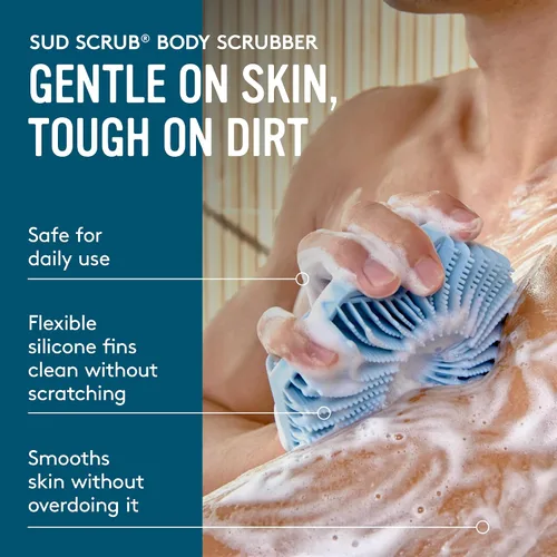 Miniatura 3 de Sud Scrub® Limpiador Corporal de Silicona Antimicrobiana, Exfoliante Corporal para Piel Sensible, Limpiador de Ducha Ecológico para el Cuerpo, Azul
