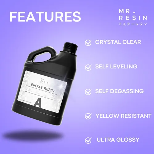 Miniatura 2 de Kit de resina epoxi de 64 onzas por Mr. Resin Crystal Clear Epoxy Resin para artes y manualidades: ¡cura en 24 horas! Mesas de río, moldes, llaveros
