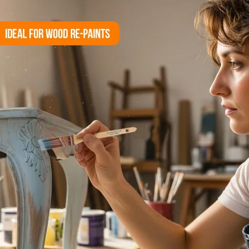 Miniatura 2 de Vermeer Pinceles de pintura – Paquete de 6 – Brochas de banda angular de 1 pulgada para todo el látex y pinturas al óleo y manchas – Mejoras