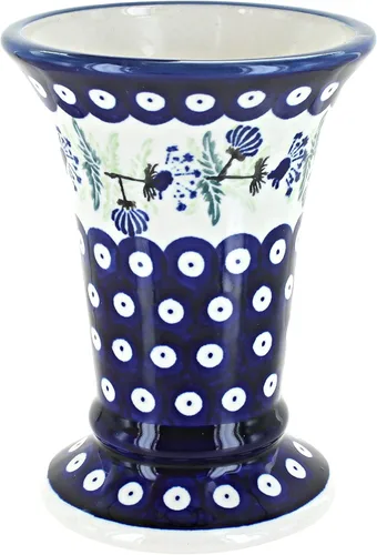 Miniatura 3 de Jarrón pequeño de cerámica pulida de rosas azules, florero pequeño de flores rojas de la selva, 6 pulgadas de alto, florero de cerámica, diseño