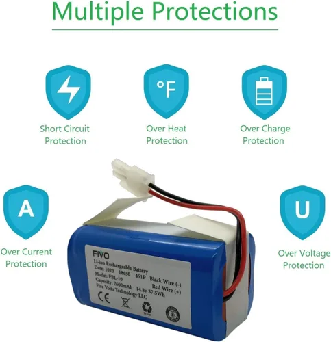 Miniatura 4 de FIVO Batería de repuesto para aspiradoras robot ILIFE A4S, A4S pro, A6, A7, A9, A10, V3x, V7s Plus, W450 Robot, 14.4V/14.8V 2600mAh
