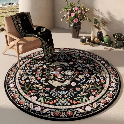 Miniatura 27 de Rugcomf Alfombra de pasillo lavable para cocina 2'6''x8' Alfombra de pasillo para entrada interior floral antideslizante alfombra suave para Azul