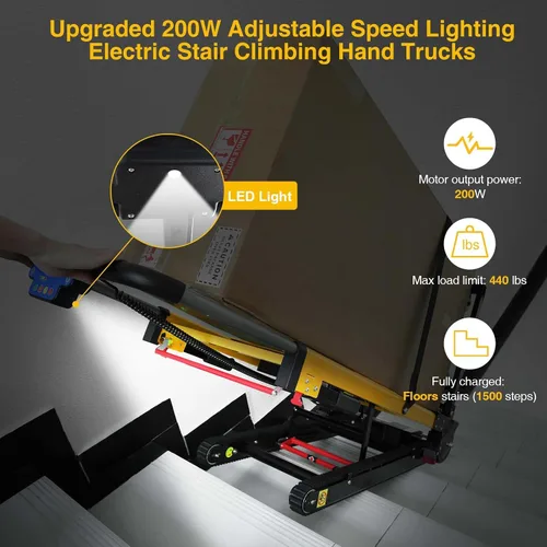Miniatura 3 de Plataforma Eléctrica para Escaleras, Plataforma de Escalera Motorizada de Carga Pesada con 6 Ruedas Motorizadas para Logística de Muebles