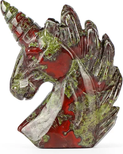 Artistone Estatua de piedra preciosa de cristal de unicornio de 2 pulgadas, colección de esculturas tallada a mano con piedra curativa de Reiki