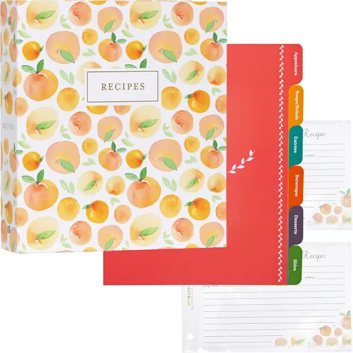Miniatura 24 de Jot & Mark - Organizador de recetas con 3 anillos (Cosecha otoñal) 50 tarjetas de recetas de 4 x 6, separadores de página completa y protectores