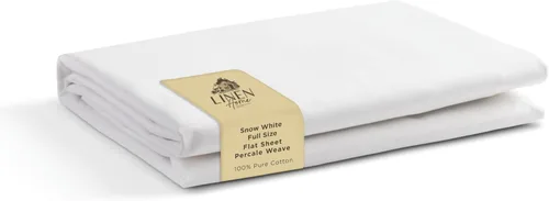 Miniatura 11 de Sábanas de 100% algodón percal, tamaño King, 1 sábana encimera, ropa de cama fresca, resistente y transpirable, crema