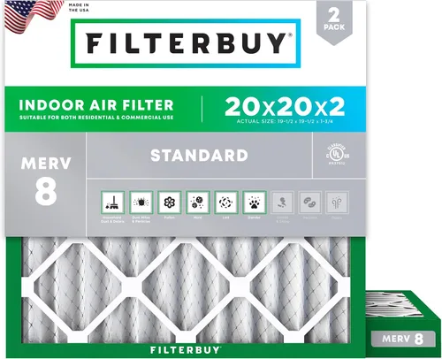 Miniatura 109 de Filterbuy Filtro de aire MERV 8 de 8 x 14 x 1 pulgadas para defensa contra el polvo y las alergias (paquete de 2), filtros electrostáticos plisados