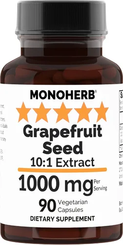 MONOHERB Extracto de semilla de pomelo 10:1 - 1000 mg por porción - Tamaño de la porción: 2 cápsulas - 45 porciones por botella