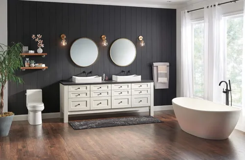 Miniatura 4 de Delta Faucet Trinsic vestiduras de llave para lavabo, de montaje de pared, con mango individual, T3559LF-BLWL Negro mate