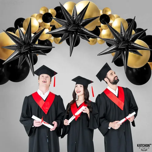 Miniatura 5 de Globos de papel de aluminio con forma de cono de estrella en explosión, negro, 20 pulgadas, para decoraciones de cumpleaños y graduaciones 2022, 50