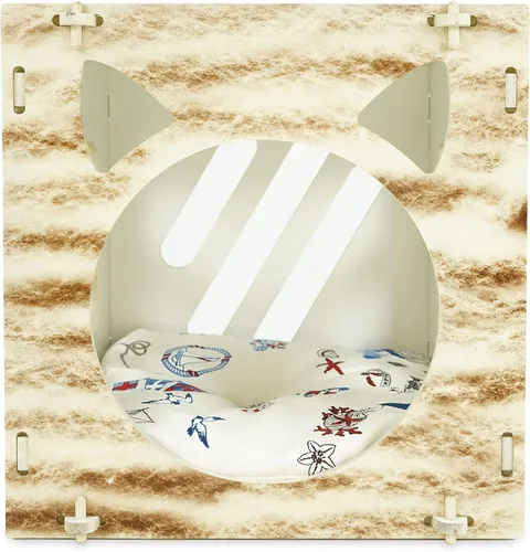 Miniatura 8 de SUSSEXHOME Pets - Cama cubeta para mascotas de 15.75 x 15.75 x 17.7 pulgadas, resistente a los arañazos, acogedora cama cubierta para gatos de Tigre