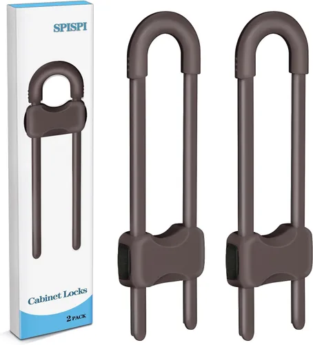 Miniatura 6 de Cerrojos de seguridad para bebés para gabinetes, cerraduras de gabinete para bebés, paquete de 2 cerraduras en forma de U para niños para gabinetes