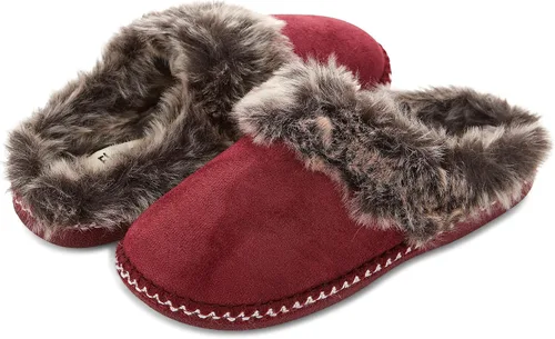 Miniatura 3 de Floopi Pantuflas de casa para mujer, con forro de piel azteca, pantuflas acogedoras de espuma viscoelástica con suela antideslizante para interiores