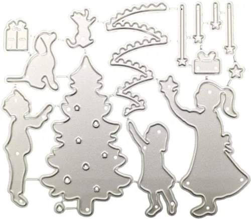 Miniatura 4 de Plantillas de corte para álbumes de recortes, troqueles de metal de Navidad para hacer tarjetas, plantilla de perforación para manualidades