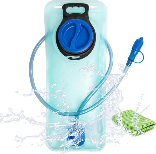 Miniatura 7 de J.CARP Depósito de agua a prueba de fugas de 2 litros, bolsa de agua de repuesto para ciclismo, senderismo, camping, caza, correr, color negro
