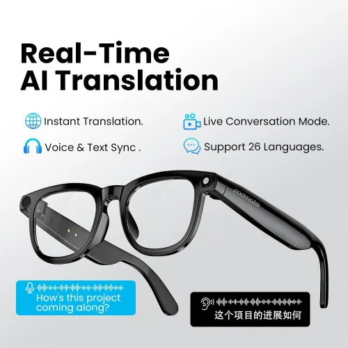 Miniatura 6 de Padmate Viewmate - Lentes inteligentes AI con cámara, grabación HD 1080P y control de voz, lentes de traducción Bluetooth con 164 idiomas