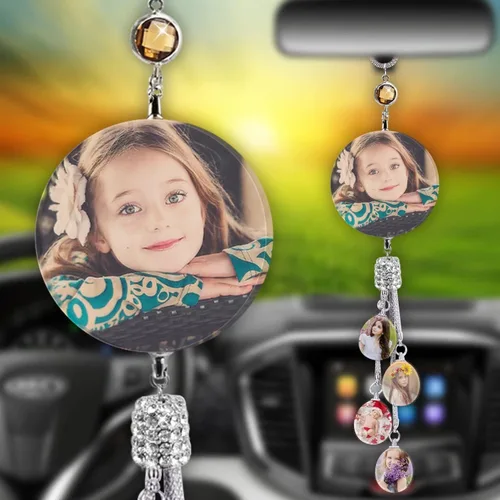 Miniatura 20 de Colgante de coche personalizado con foto, accesorios personalizados para coche, decoración cubo colgante