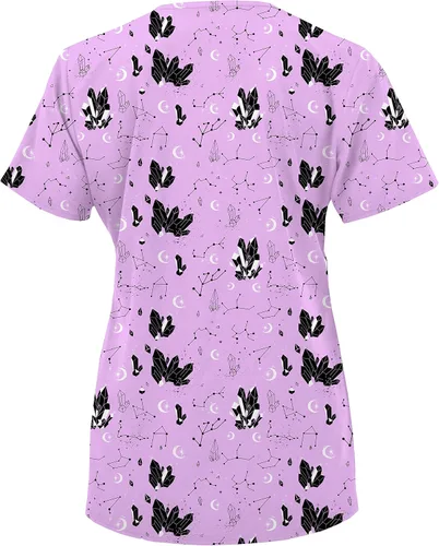 Miniatura 4 de Conjunto médico de enfermería para mujer, camiseta estampada GT 4FLEX y pantalón deportivo, piedra preciosapantalón negro, talla XL, GemstoneBlack