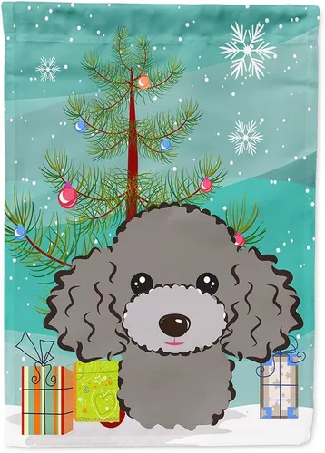 Miniatura 28 de Caroline's Treasures BB1622CHF - Bandera de casa Shih Tzu con árbol de Navidad y gris plateado para porche, grande, para colgar en la pared
