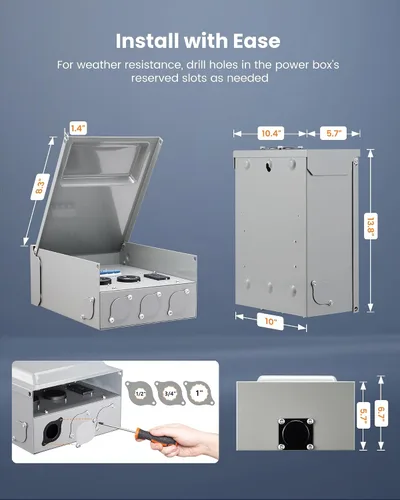 Miniatura 6 de SURAIELEC Caja de salida RV con protección contra sobretensiones 10800J, panel de toma de corriente temporal con disyuntor, resistente a