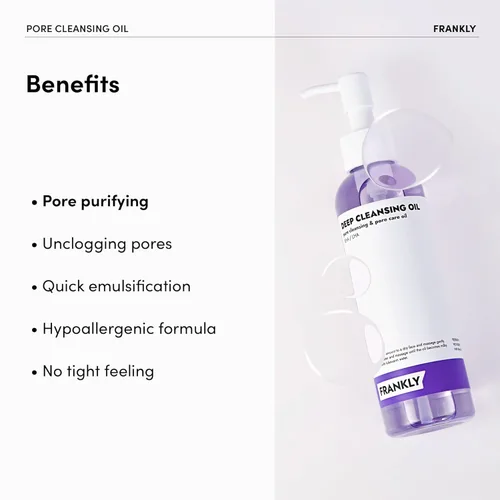 Miniatura 3 de FRANKLY Aceite limpiador de poros Limpiador de aceite para la cara Desmaquillante profundo y limpiador de puntos negros con BHA, LHA