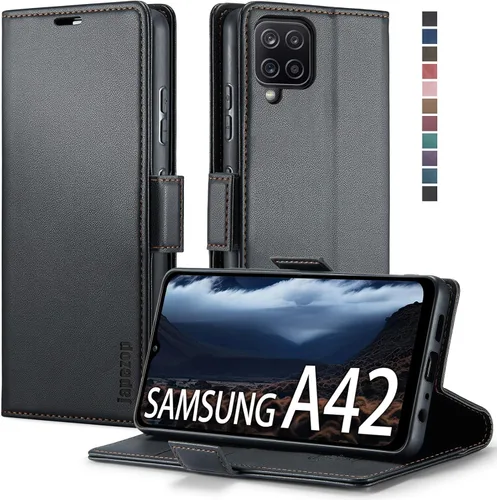 Funda para Samsung Galaxy A42 5G con bloqueo RFID, tarjetero y función atril magnético, funda de piel con tapa para Samsung Galaxy A42 5G de 6.6