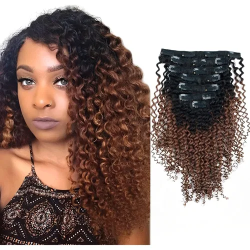 Miniatura 14 de ABH AMAZINGBEAUTY HAIR Kinkys - Extensiones de cabello rizado con clip, 3C y 4A, doble trama, cabello humano Remy real rizado para afroamericanos