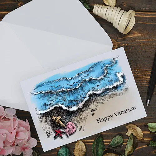 Miniatura 4 de Sellos transparentes de fondo marino para hacer tarjetas y decoraciones de álbumes de fotos, sellos de puesta de sol, palabras de verano, sellos