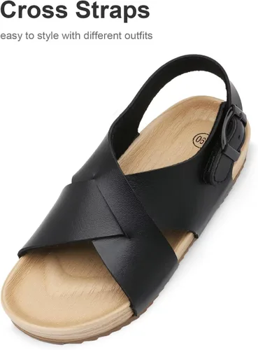 Miniatura 3 de Cubufly Sandalias para niños con tiras cruzadas y puntera abierta, zapatos de verano para uso en interiores y exteriores, para niños pequeños