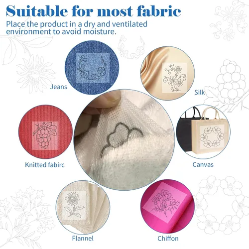 Miniatura 3 de AYSOW 24 hojas estabilizadoras adhesivas solubles en agua para bordado, 8.3 x 11.7 pulgadas, no tóxicas, fuerte adherencia, fácil transferencia