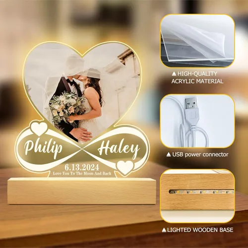 Miniatura 3 de Canción acrílica personalizada con foto, regalo personalizado para novio, novia, cubierta de álbum acrílico, placa de música transparente