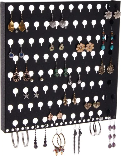 Miniatura 9 de Angelynn's Soporte organizador de aretes montado en la pared para mujeres pequeñas y medianas, aretes colgantes, estante colgante de almacenamiento