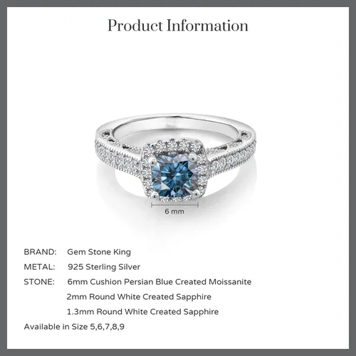 Miniatura 87 de Gem Stone King Anillo de compromiso de plata de ley 925 de 0.236 in con piedra natal y zafiro blanco creado con acento Anillo de compromiso