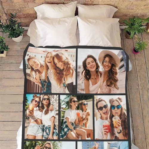 Miniatura 4 de Manta personalizada para mejores amigos con fotos, manta de cama personalizada con collage de fotos para pareja, manta para marido y esposa, regalo