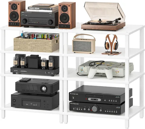 Miniatura 19 de Soporte para reproductor multimedia AV de 3 niveles, gabinete estéreo, gabinete estéreo moderno, estante de consola de juegos, soporte de TV