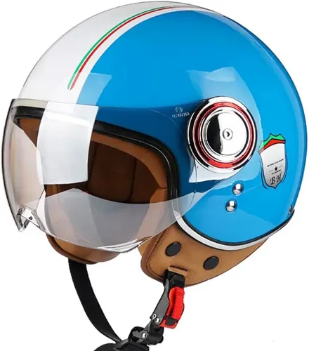 Miniatura 11 de Casco de motocicleta aprobado por el DOT, casco retro 3/4 de cara abierta con visera, casco vintage para scooter para mujeres y hombres adultos