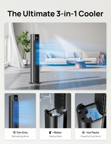 Miniatura 5 de DREO Enfriador evaporativo de pantano de aire, ventiladores de enfriamiento de 43 pulgadas que sopla aire frío 2026 actualizado, ventilador de piso