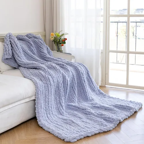 Miniatura 20 de Manta de Punto Grueso - Manta de Tiro Suave y Acogedora de Lujo 40 * 50, Manta 100% Tejida con Nudo de Cuerda para Sofá, Sofá, Decoración del Hogar