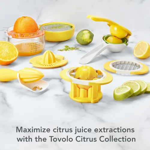 Miniatura 7 de Tovolo Exprimidor manual de cítricos con boquilla de vertido, apto para lavavajillas, exprimidor de prensa de aluminio para limón, lima, naranjas