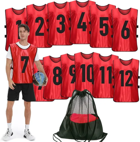 Miniatura 8 de Scrimmage - Chaleco de entrenamiento (12 unidades) para deportes de equipo, camisetas para adultos y jóvenes, baberos de fútbol, camisetas