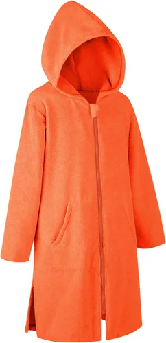 Miniatura 14 de MissShorthair Bata de toalla con capucha para niños, cubierta de playa con cremallera, bata cambiadora de natación para niños, poncho de baño
