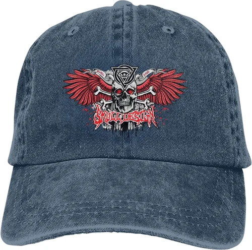 Miniatura 9 de Cowboy Hat Trendy Hats for Man and Women Djustable Four Season Outdoor Baseball Cap of Hell Skull with Angel Navy Blue