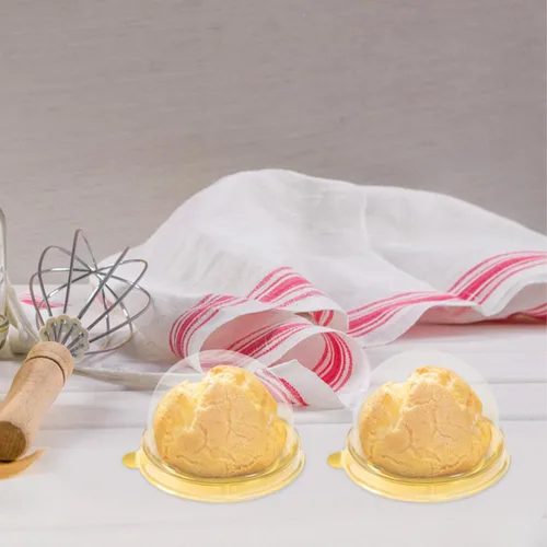 Miniatura 5 de NUOBESTY Caja de embalaje crujiente de yema de huevo redonda, contenedor de plástico transparente para pasteles pequeños y 2.75 x 2.75 x 1.77