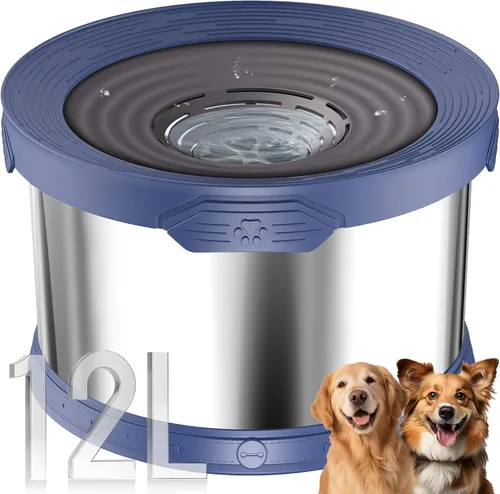 Miniatura 13 de UPSKY Cuenco de agua para perros sin derrames 8L acero inoxidable, 2.1 galones gran capacidad cuencos para perros a prueba de derrames